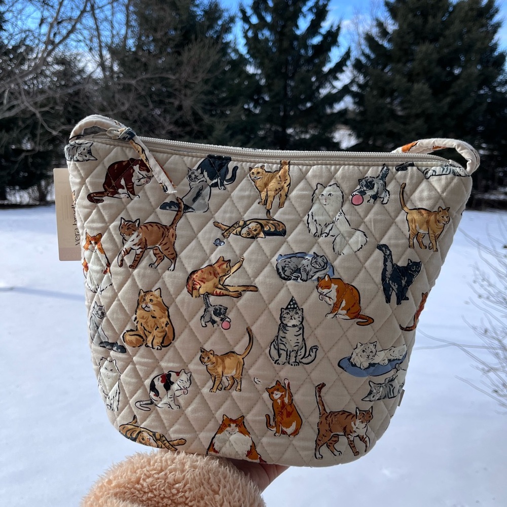 Vera Bradley cat kitten bucket bag slouchy shoulder bag purse nwt